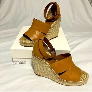 Treasure & Bond Tan Leather Sannibel Wedges EUC